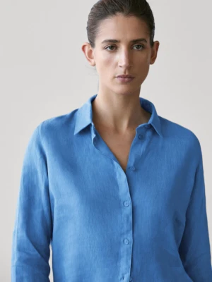 Luźna Koszula Ze 100% Lnu - Niebieski - - Massimo Dutti - Kobieta