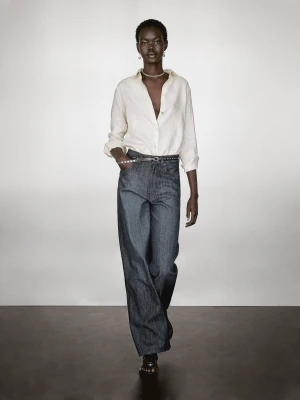 Luźna Koszula Ze 100% Lnu - Popielaty - - Massimo Dutti - Female