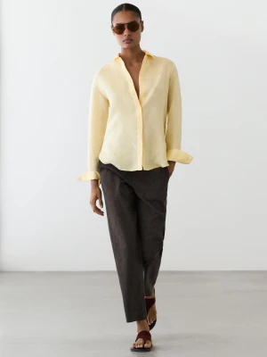 Luźna Koszula Ze 100% Lnu - Średnia Żółć - - Massimo Dutti - Kobieta