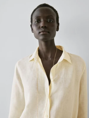 Luźna Koszula Ze 100% Lnu - Żółty - - Massimo Dutti - Kobieta
