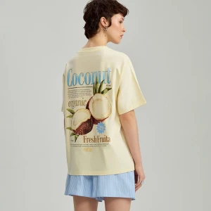 Luźna koszulka z nadrukiem Coconut żółta House