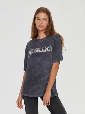 Luźna koszulka z nadrukiem Metallica acid wash House