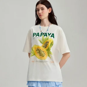 Luźna koszulka z nadrukiem Papaya kremowa House
