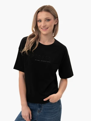 Luźna koszulka z napisem, Comfort Fit, T-PERFECT Volcano