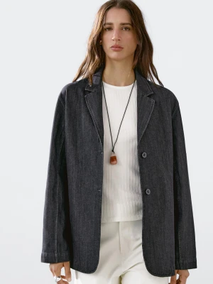 Luźna Marynarka Jeansowa - Czarny - - Massimo Dutti - Kobieta