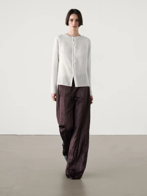 Luźna Prześwitująca Koszula - Biały - - Massimo Dutti - Kobieta
