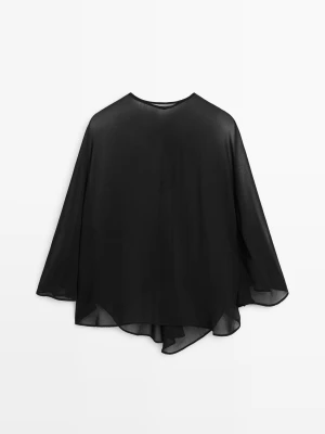 Luźna Przezroczysta Peleryna − Studio - Czarny - - Massimo Dutti - Kobieta
