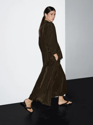 Luźna Rozszerzana Spódnica - Czekoladowy - - Massimo Dutti - Kobieta
