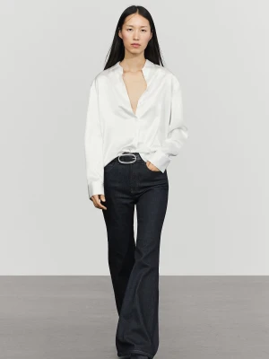 Luźna Satynowa Koszula - Biały - Massimo Dutti - Female
