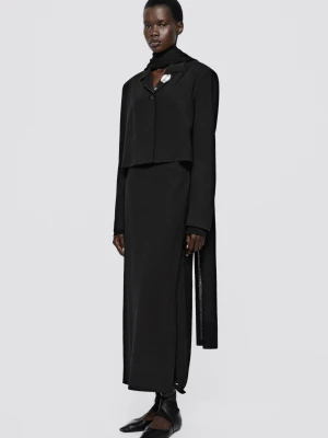 Luźna Spódnica Midi Z Kopertowym Zapięciem – Limited Edition - Czarny - Massimo Dutti - Female