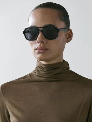 Luźna Spódnica Średniej Długości Z Falbanami - Surowy - - Massimo Dutti - Kobieta