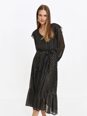 Luźna sukienka midi w złote grochy