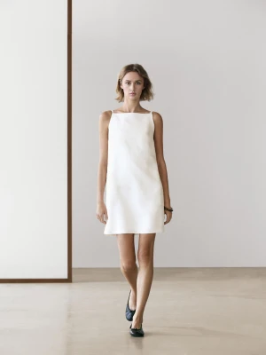 Luźna Sukienka Mini - Biały - - Massimo Dutti - Kobieta