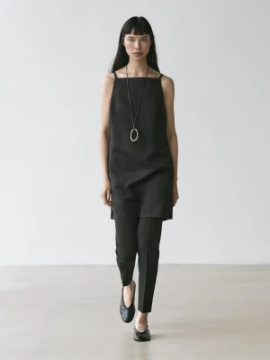 Luźna Sukienka Mini - Czarny - - Massimo Dutti - Kobieta