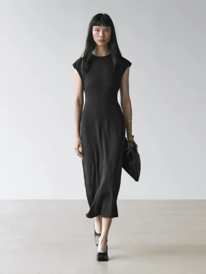 Luźna Sukienka Z Krótkim Rękawem - Czarny - - Massimo Dutti - Kobieta
