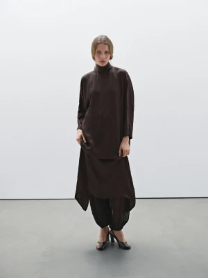 Luźna Sukienka Z Wycięciem Na Plecach − Studio - Czekoladowy - Xs-S - Massimo Dutti - Kobieta