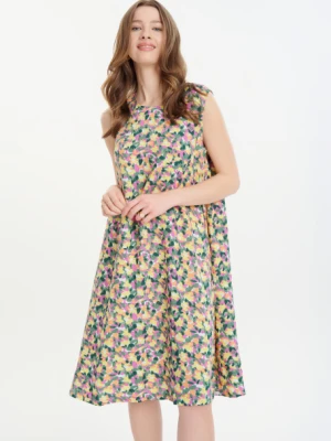 Luźna wiskozowa sukienka w kolorowe kwiaty Greenpoint