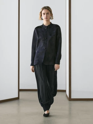 Luźna Żakardowa Koszula - Granatowy - - Massimo Dutti - Kobieta