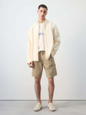 Luźne bermudy denimowe beżowy - Mężczyzna - - MANGO MAN