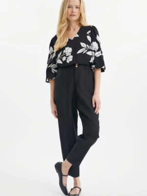 Luźne czarne spodnie z dodatkiem lnu Greenpoint