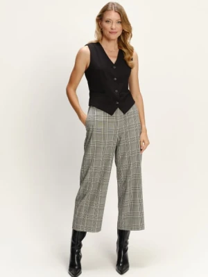 Luźne jasnoszare spodnie w kratę Greenpoint