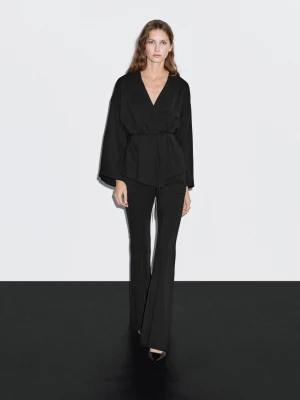 Luźne Kimono Z Dekoltem W Serek - Czarny - - Massimo Dutti - Kobieta