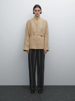 Luźne Kimono Ze 100% Lnu - Beżowy - - Massimo Dutti - Kobieta