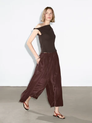 Luźne Spódnicospodnie Z Tkaniny Technicznej - Bordowy - - Massimo Dutti - Kobieta