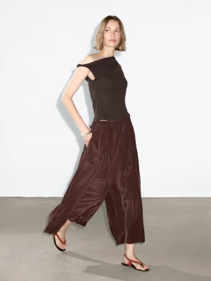 Luźne Spódnicospodnie Z Tkaniny Technicznej - Bordowy - - Massimo Dutti - Kobieta