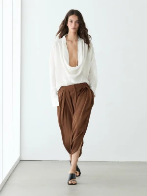 Luźne Spódnicospodnie Z Zakładkami - Sprany - - Massimo Dutti - Kobieta
