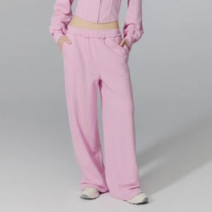 Luźne spodnie dresowe wide leg basic różowe House