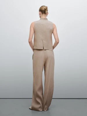 Luźne Spodnie Od Garnituru Z Mieszanki Lnu - Beżowy - - Massimo Dutti - Kobieta