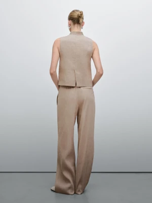 Luźne Spodnie Od Garnituru Z Mieszanki Lnu - Beżowy - - Massimo Dutti - Kobieta