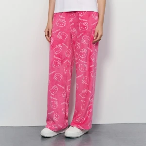 Luźne spodnie polarowe z motywem Hello Kitty różowe House