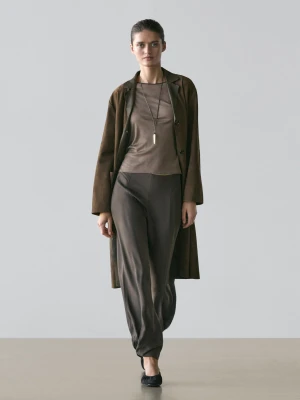 Luźne Spodnie Sarouel - Szarawozielony - - Massimo Dutti - Kobieta