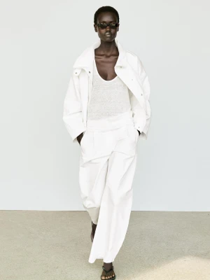 Luźne Spodnie Typu Barrel Fit - Biały - Massimo Dutti - Female
