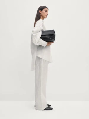 Luźne Spodnie Z Efektem Marszczenia - Biały - - Massimo Dutti - Kobieta
