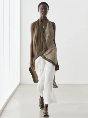 Luźne Spodnie Z Lnu Ze Szwami - Biały - Massimo Dutti - Female