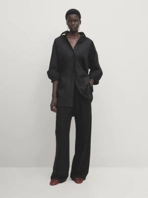 Luźne Spodnie Z Lyocellu Z Zakładkami - Czarny - - Massimo Dutti - Kobieta