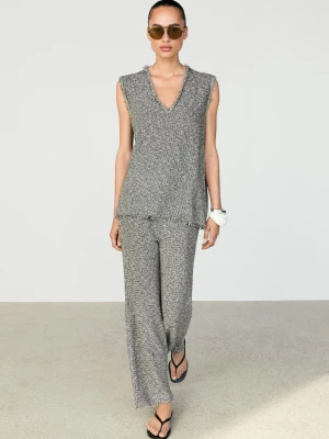 Luźne Spodnie Z Melanżowym Efektem Total Look - Szary Melanżowy - Massimo Dutti - Female