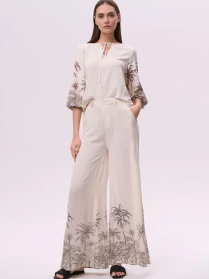 Luźne spodnie z nadrukiem w palmy Greenpoint