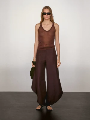 Luźne Spodnie Z Rozcięciami Po Bokach - Bordowy - - Massimo Dutti - Kobieta