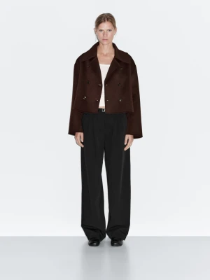 Luźne Spodnie Z Szerokimi Nogawkami I Zakładkami - Czarny - - Massimo Dutti - Kobieta