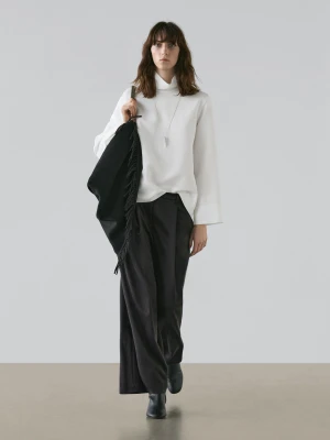 Luźne Spodnie Z Zakładkami - Czarny - - Massimo Dutti - Kobieta