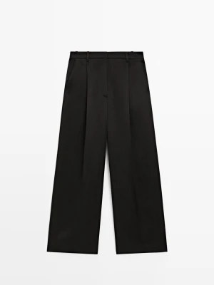 Luźne Spodnie Z Zakładkami - Czarny - - Massimo Dutti - Kobieta
