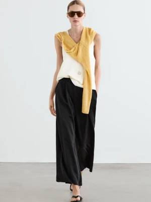 Luźne Spodnie Z Zakładkami - Czarny - - Massimo Dutti - Kobieta