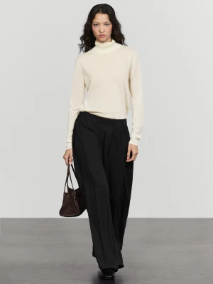 Luźne Spodnie Z Zakładkami I Guzikami - Czarny - Massimo Dutti - Female