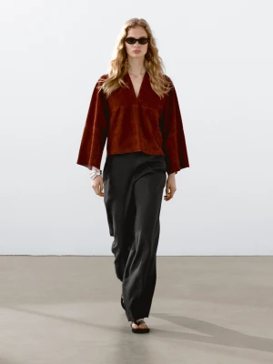 Luźne Spodnie Ze 100% Lnu Z Zakładkami - Czarny - - Massimo Dutti - Kobieta