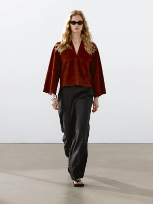 Luźne Spodnie Ze 100% Lnu Z Zakładkami - Czarny - - Massimo Dutti - Kobieta