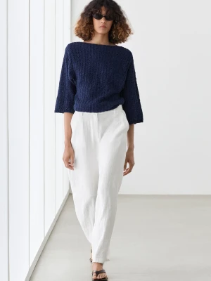 Luźne Spodnie Ze Sprzączkami - Biały - - Massimo Dutti - Female